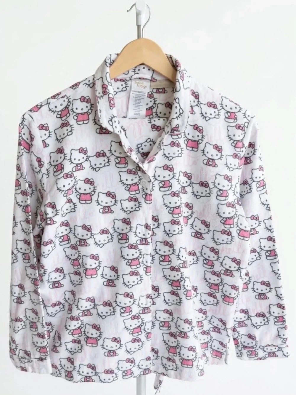 Pottery Barn Hello Kitty White and Pink Button-Front Pajama Top